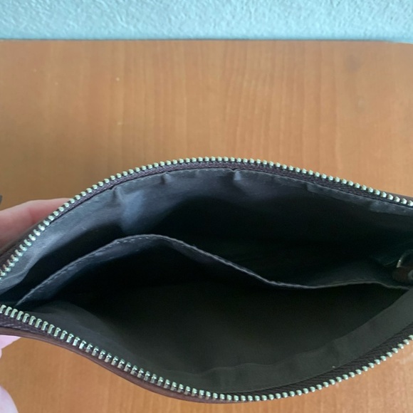 Dooney & Bourke Brown Khaki Signature Canvas Wallet Zip Up Brown Key Chain - Picture 5 of 6